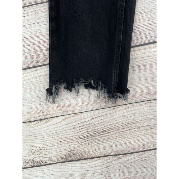 We the Free Distressed Button Fly Straight Leg Jeans‎ Women's Size 24 Black - Picture 4 of 16